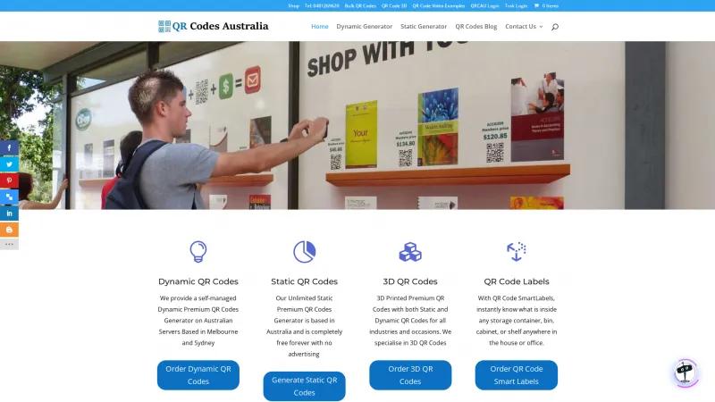 Homepage of QR Codes Australia