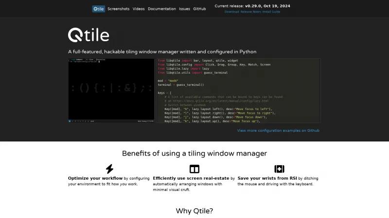 Homepage of Qtile