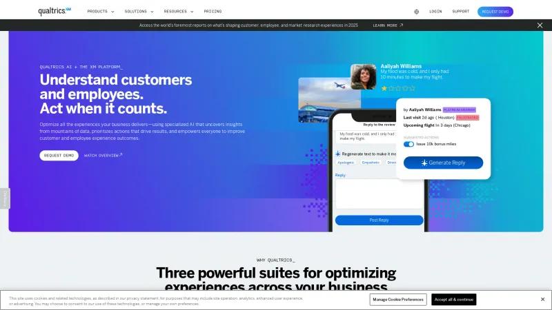 Homepage of Qualtrics XM Platform