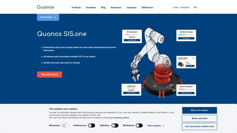 Homepage of Quanos SIS.one