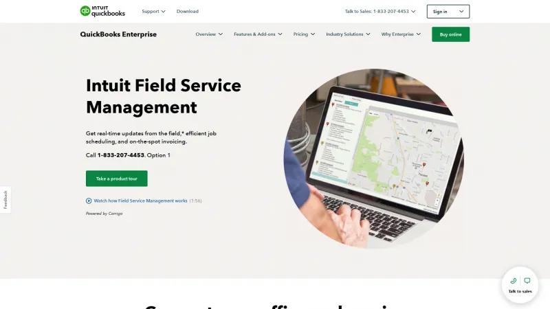 Homepage of Intuit Field Service Management