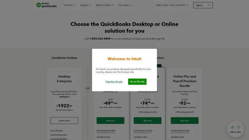 Homepage of QuickBooks Desktop Pro