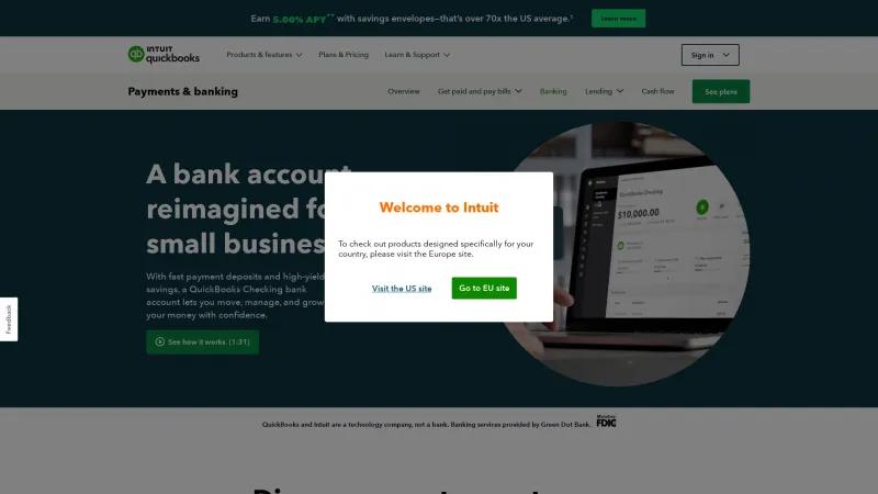 Homepage of QuickBooks Cash