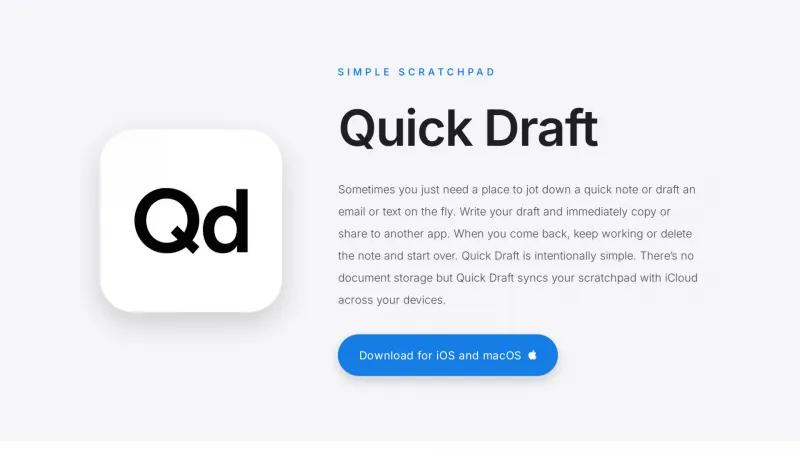 Homepage of Quick Draft