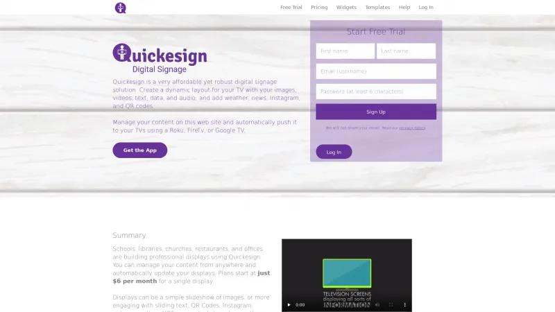 Homepage of QuickEMenu