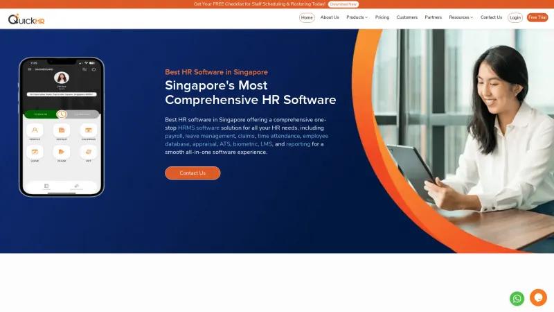 Homepage of QuickHR