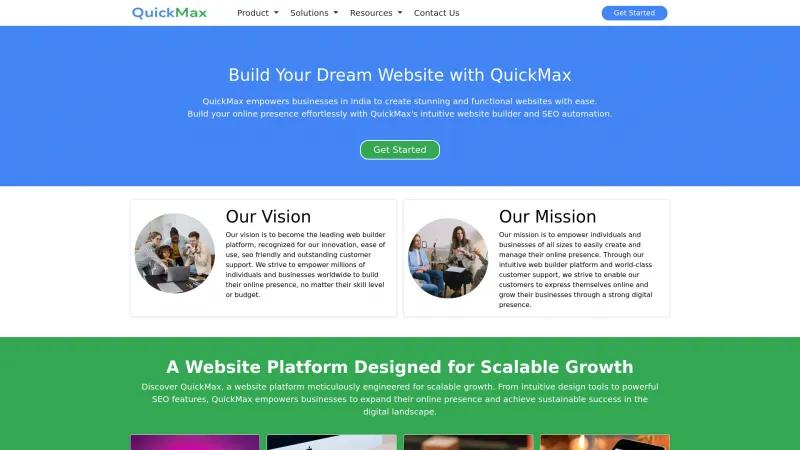 Homepage of QuickMax