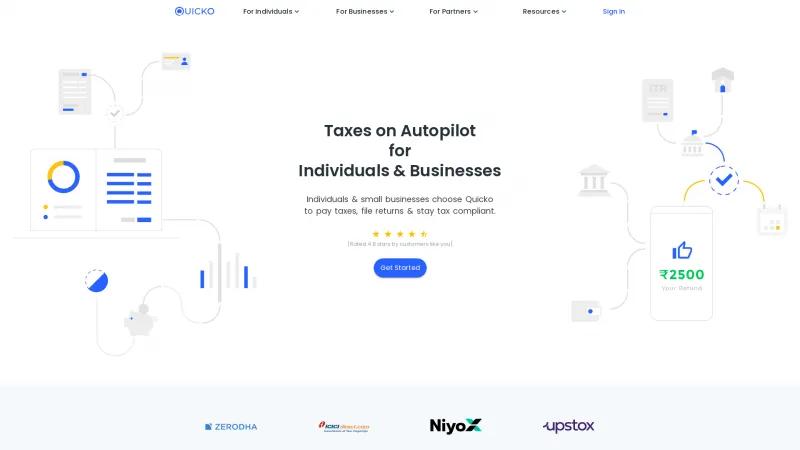 Homepage of Quicko