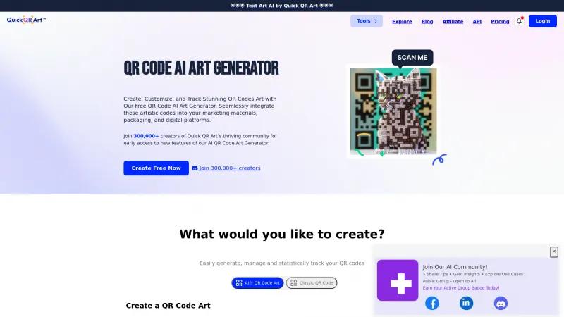 Homepage of QuickQR Art