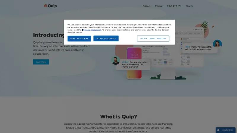 Homepage of Quip