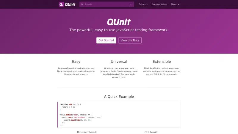 Homepage of QUnit