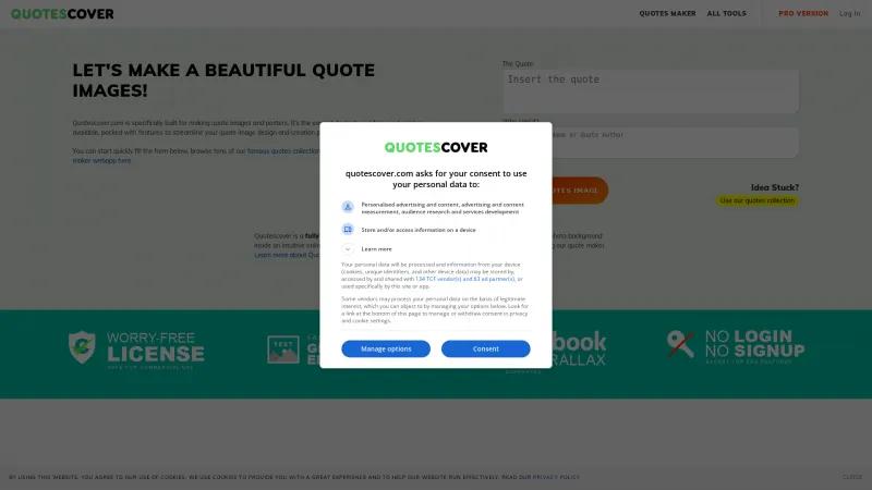 Homepage of QuotesCover