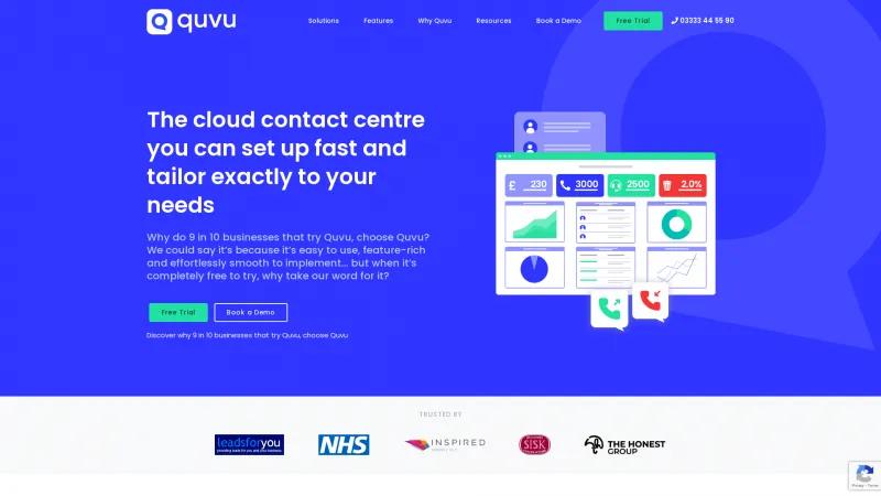 Homepage of Quvu