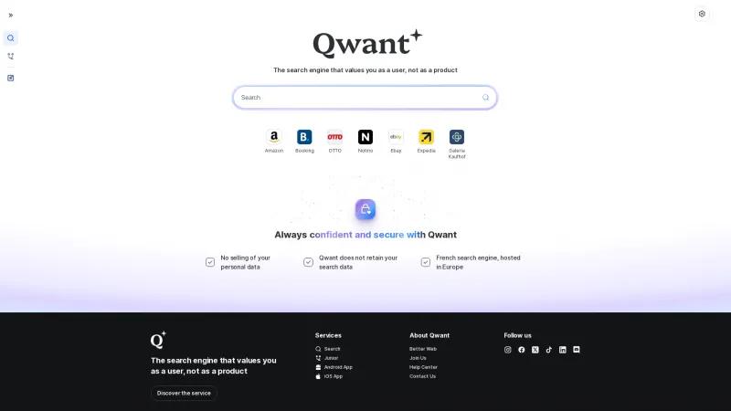 Homepage of Qwant