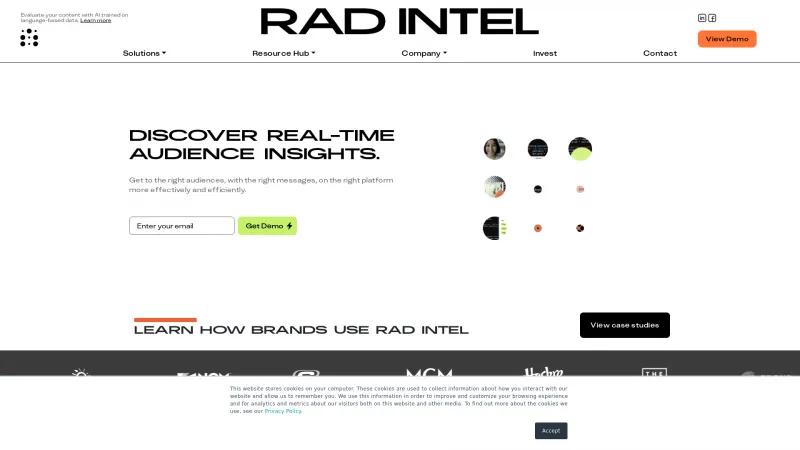 Homepage of Rad Intelligence