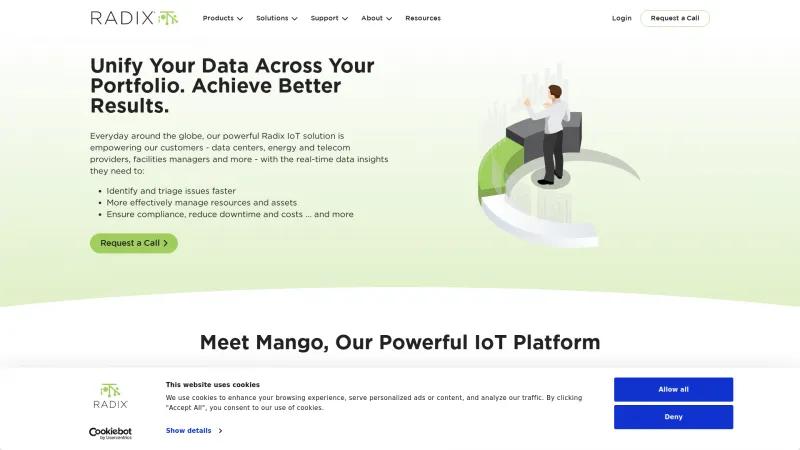 Homepage of Radix IoT