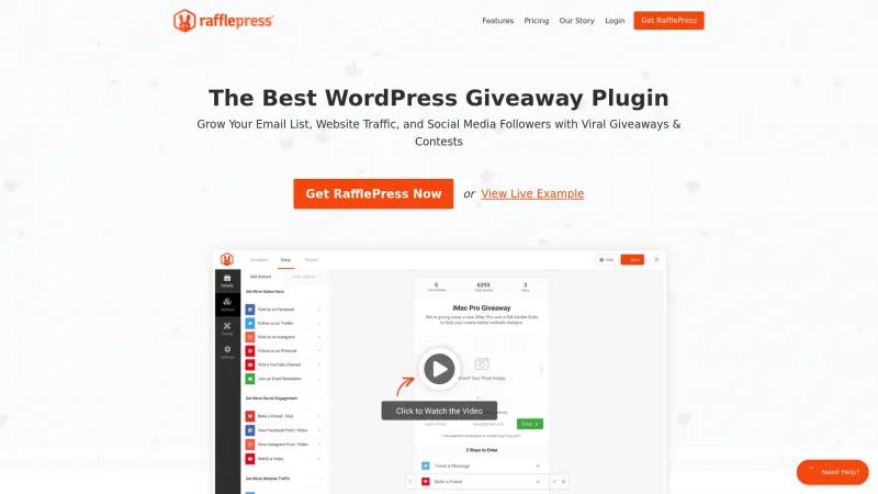 Homepage of RafflePress