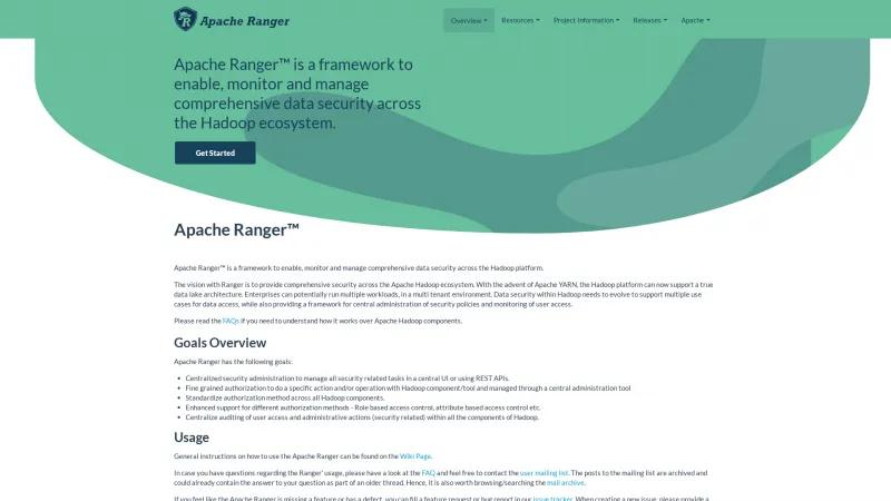 Homepage of Apache Ranger