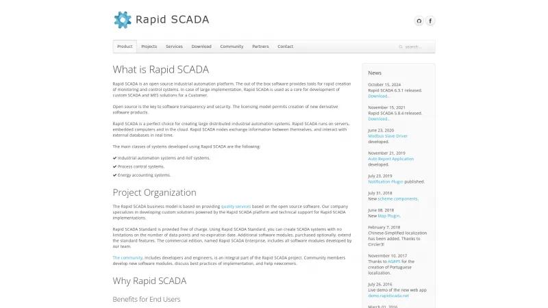 Homepage of Rapid SCADA