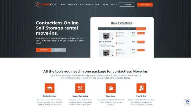 Homepage of RapidStor