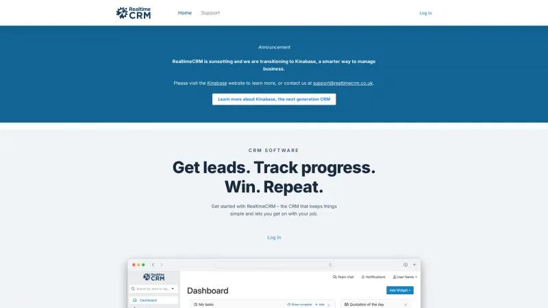 Homepage of RealtimeCRM