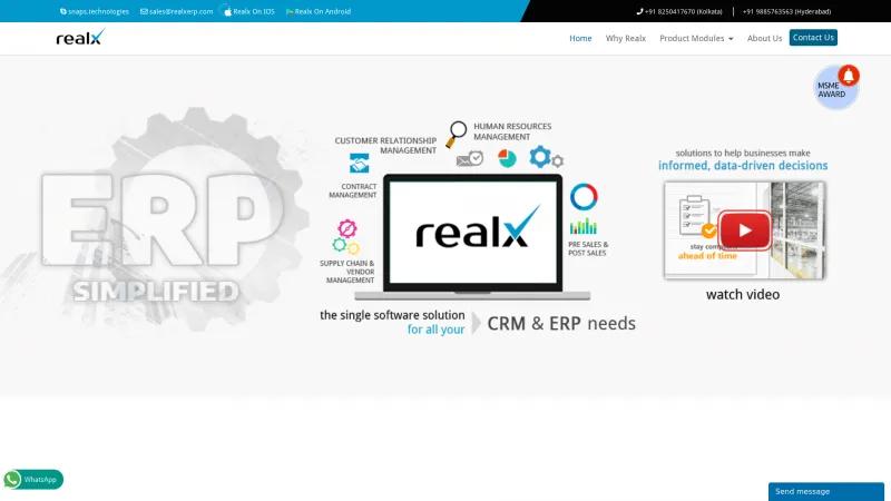 Homepage of Realx ERP