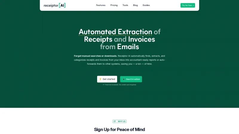 Homepage of Receiptor AI