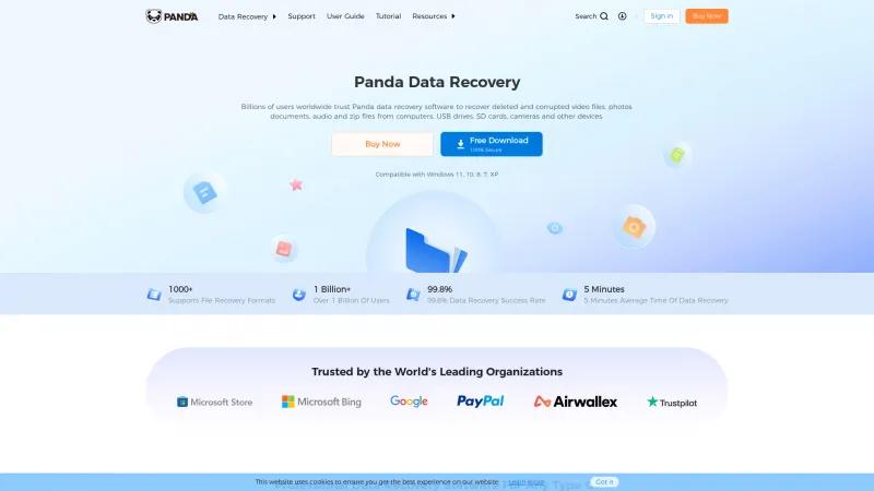 Homepage of Panda Data Recovery