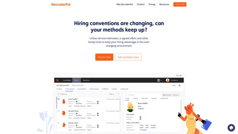 Homepage of RecruiterPal