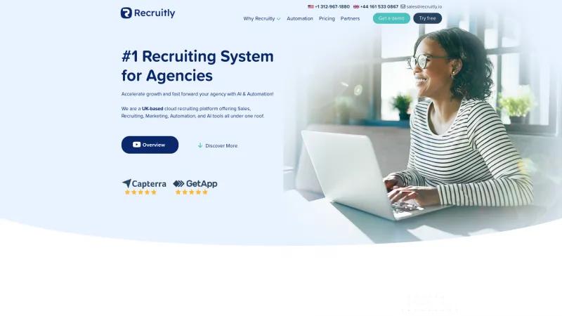 Homepage of Recruitly