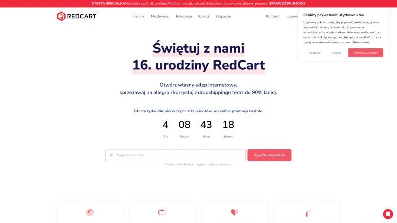 Homepage of RedCart