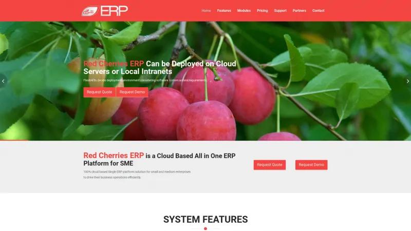 Homepage of Red Cherries ERP