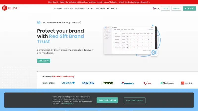 Homepage of Red Sift Brand Trust