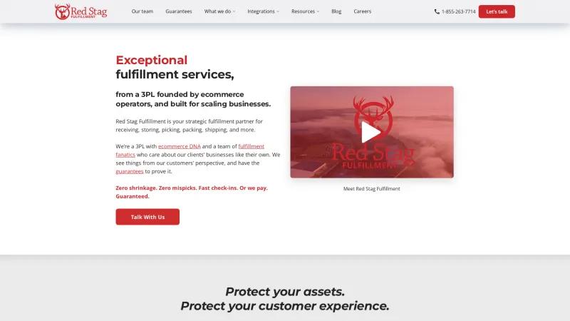 Homepage of Red Stag Fulfillment