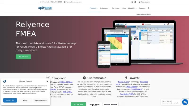 Homepage of Relyence FMEA