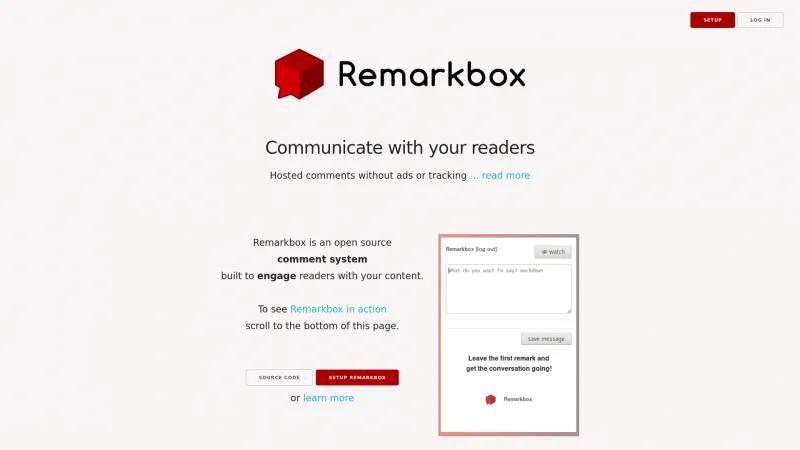 Homepage of Remarkbox