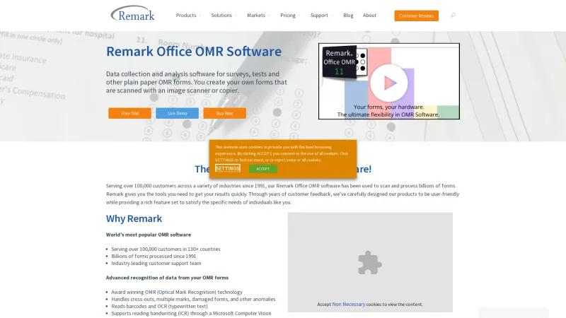 Homepage of Remark Office OMR