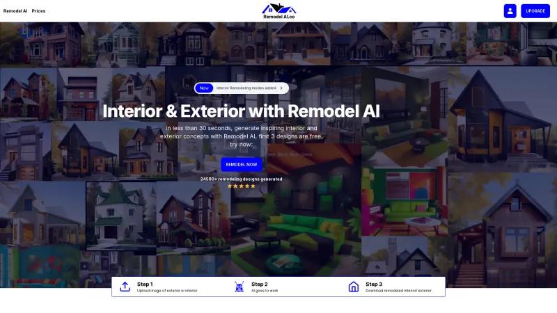 Homepage of Remodel AI