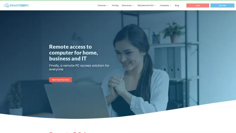 Homepage of RemoteToPC