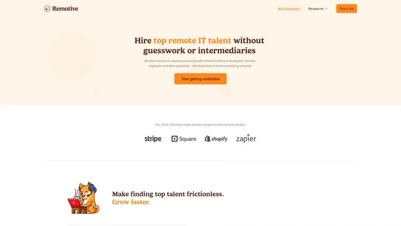 Homepage of Remotive