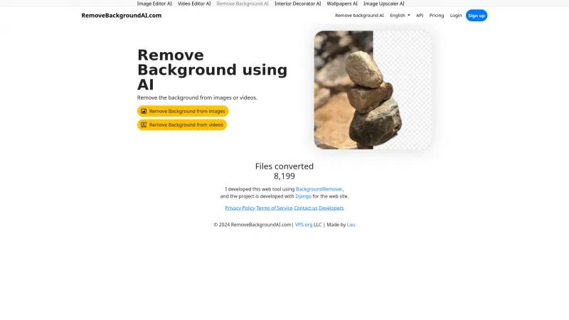 Effortlessly Remove Backgrounds from Images and Videos with RemoveBackgroundAI.com Homepage of RemoveBackgroundAI