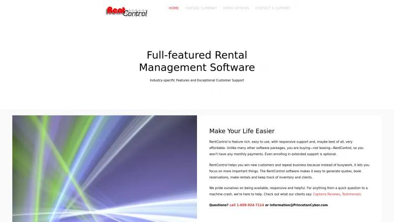 Homepage of RentControl