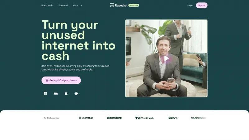 Homepage of Repocket