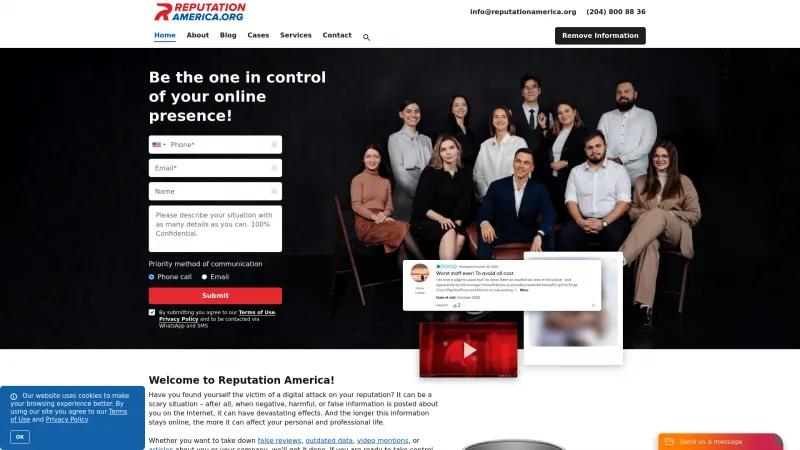 Homepage of Reputation America