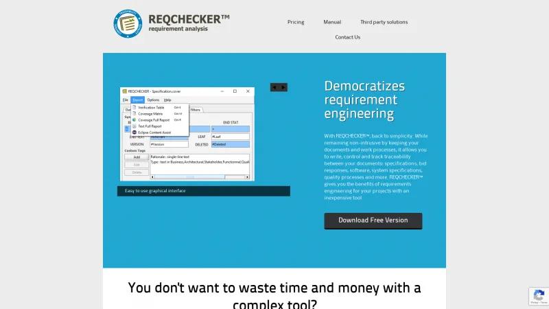 Homepage of REQCHECKER