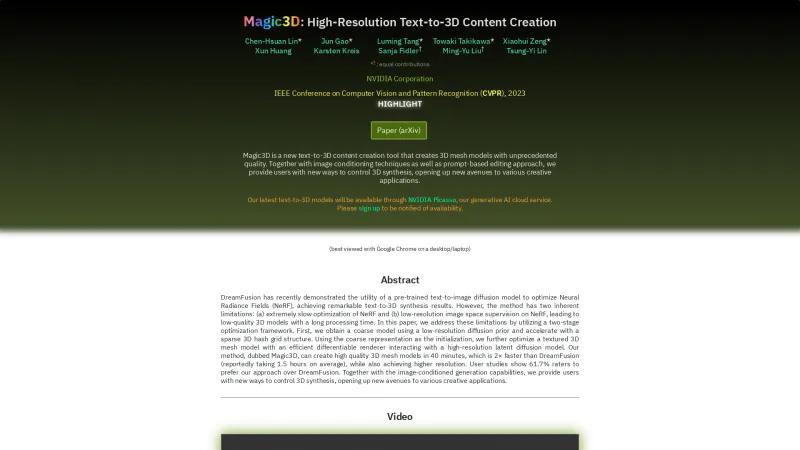 Homepage of Magic3D