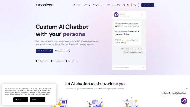 Homepage of ResolveAI