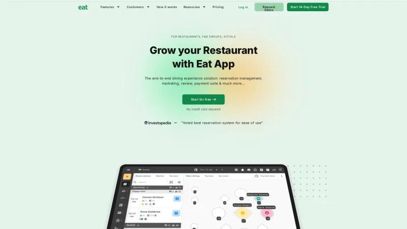 Homepage of Eat App