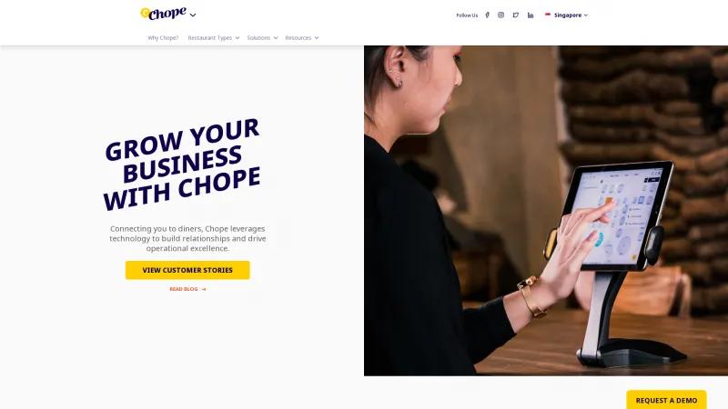 Homepage of Chope