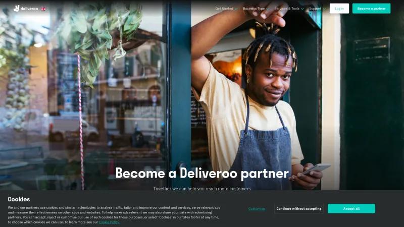 Homepage of Deliveroo